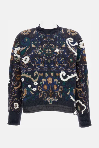 Sacai Jacquard Floral Pullover In Multi