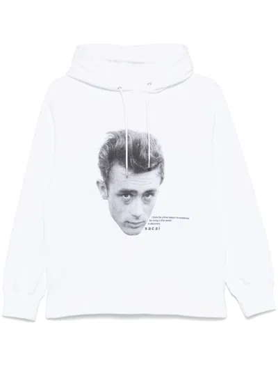 Sacai White 'james Dean' Hoodie In 101 White