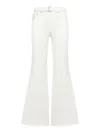 Sacai High-waisted Belted Flared Jeans In White