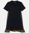 Sacai Jersey And Twill Minidress In Black