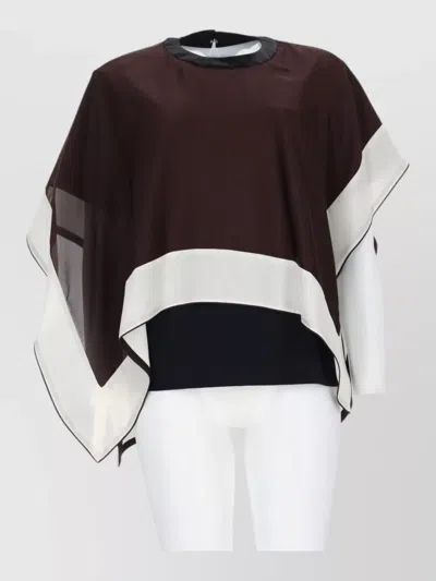 Sacai Satin X Cotton Jersey T-shirt In Brown