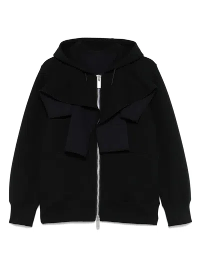Sacai Jersey Hoodie In Black