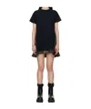 Sacai Womens Navy Khaki Pleated-contrast Short-sleeves Cotton-jersey Mini Dress In Multi