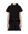 Sacai X Women's Nylon Twill X Cotton Jersey T-shirt In Black