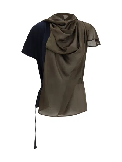 SACAI JERSEY T-SHIRT WITH CONTRAST INSERTS