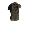 Sacai Jersey T-shirt With Contrast Inserts In Green