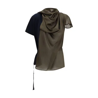 SACAI JERSEY T-SHIRT WITH CONTRAST INSERTS