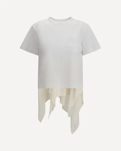 Sacai Jersey T-shirt With Polyester Detail In White