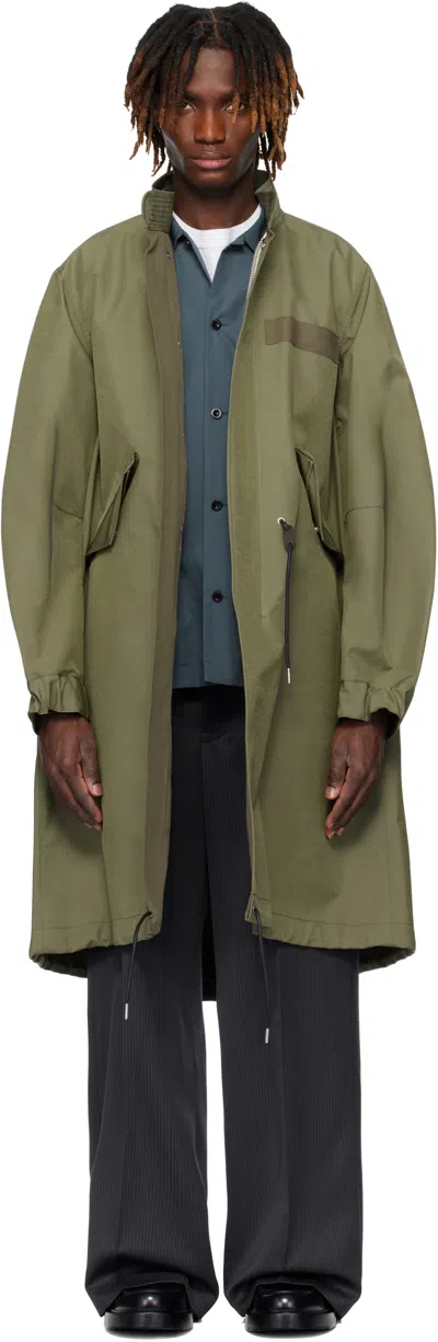 Sacai Khaki 3 Layer Bonding Coat In 501 Khaki