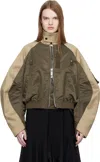 Sacai Oversized Cotton-canvas And Shell Bomber Jacket In Brown
