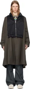 Sacai Khaki & Navy Cotton Chino X Gabardine Coat In 233 Navyxd/khaki