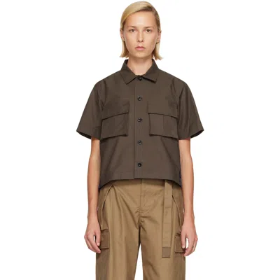 Sacai Khaki & Navy Cotton Weather Shirt In 505khakiã—navy