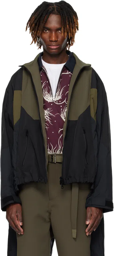 Sacai Matelasse Twill Mix Jacket In 505 Khakixnavy | ModeSens