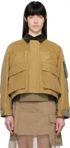 Sacai Khaki & Tan Grosgrain & Nylon Twill Jacket In 663 Beige*khaki