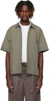 Sacai Khaki Cotton Poplin Shirt In 550 Taupe
