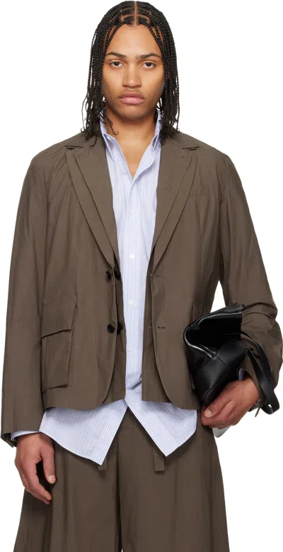 Sacai Khaki Cotton Typewriter Blazer In Brown