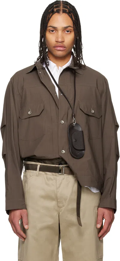 Sacai Khaki Cotton Typewriter Jacket In Brown
