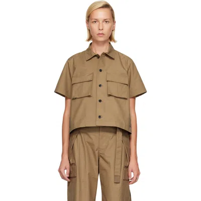 Sacai Khaki Cotton Weather Shirt In 667beigeã—d/khaki