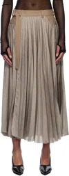 Sacai Pleated Midi Skirt In 651 Beige