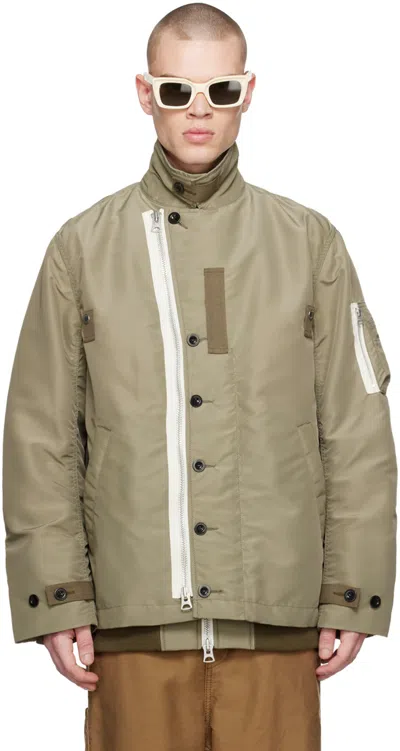 SACAI KHAKI LAYERED BOMBER JACKET