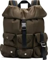 Sacai Khaki Nylon Backpack In Brown