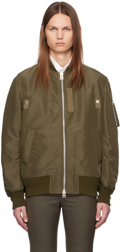 Sacai Khaki Nylon Bomber Jacket In 826 Olive