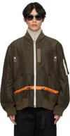 Sacai Khaki Nylon Twill Blouson Bomber Jacket In Brown