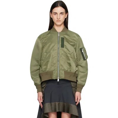 Sacai Khaki Nylon Twill Blouson Bomber Jacket In 501 Khaki
