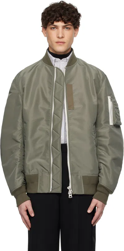 Sacai Khaki Nylon Twill Bomber Jacket In 501 Khaki