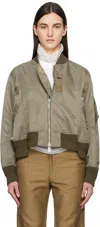 Sacai Khaki Nylon Twill Bomber Jacket In 550 Taupe