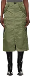 Sacai Khaki Nylon Twill Midi Skirt In 501 Khaki