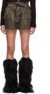 Sacai Khaki Nylon Twill Shorts In Brown