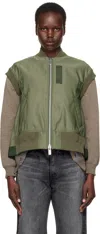 Sacai Khaki Nylon Twill Vest In 501 Khaki