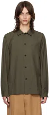 Sacai Khaki Pleated Shirt In 501 Khaki