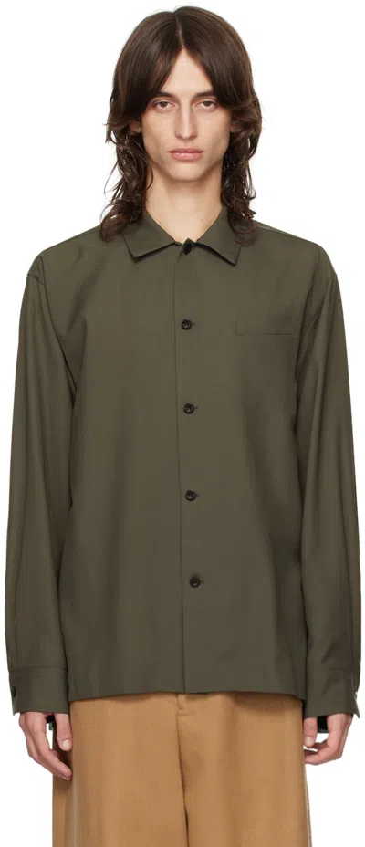 Sacai Khaki Pleated Shirt In 501 Khaki