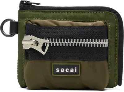 Sacai Khaki Pocket Fragment Pouch In Green