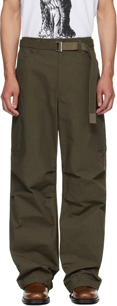 Sacai Khaki Ripstop Cargo Pants In Neutral