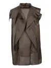 Sacai Asymmetrical Layered Satin Chiffon Tank Top In Green
