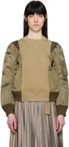 Sacai Womens Sponge Contrast-texture Cotton-blend Sweatshirt Beige Xl In 651 Beige
