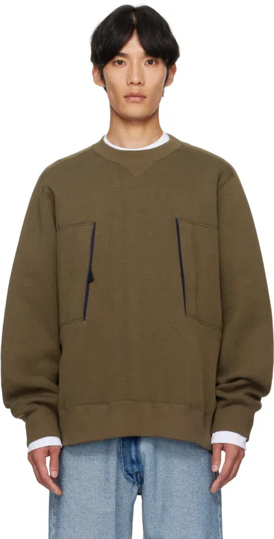 Sacai Khaki Sponge Sweat Sweatshirt In Multi