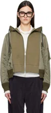 Sacai Khaki Sponge Sweat X Nylon Twill Hoodie In 550 Taupe