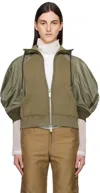 Sacai Khaki Sponge Sweat X Nylon Twill Hoodie In 550 Taupe