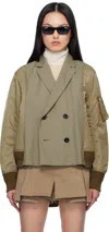 Sacai Double-breasted Bomber Jacket In 550 Taupe