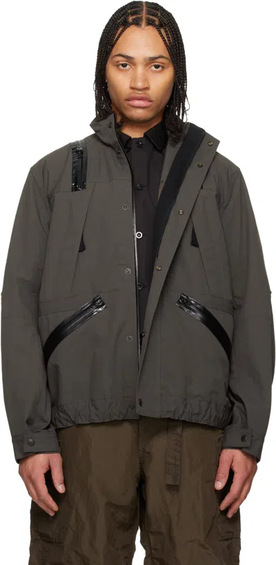 Sacai Khaki Weathercloth Blouson Jacket In Gray