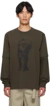Sacai Khaki 'where The Wild Things Are' Cotton T-shirt In Green