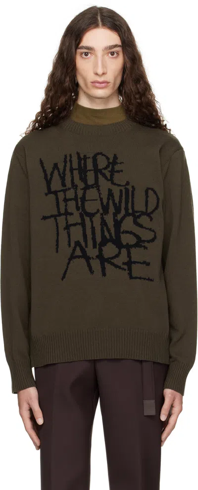 Sacai Khaki 'where The Wild Things Are' Wool Sweater