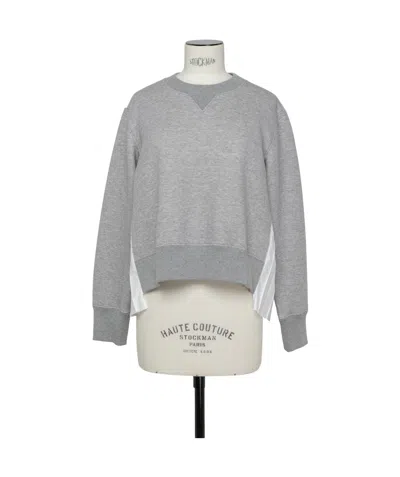 Sacai Knife-pleats Crew-neck Sweatshirt In Gray