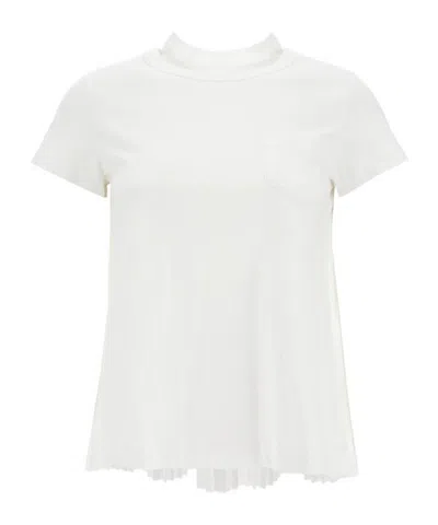 SACAI KNIFE-PLEATS CREW-NECK T-SHIRT