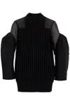 Sacai Silk Chiffon Mix Knit Dress In Black