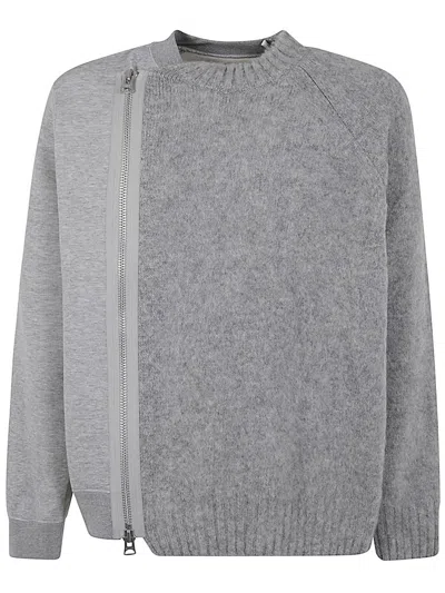 Sacai Panelled-design Sweatshirt In Grey